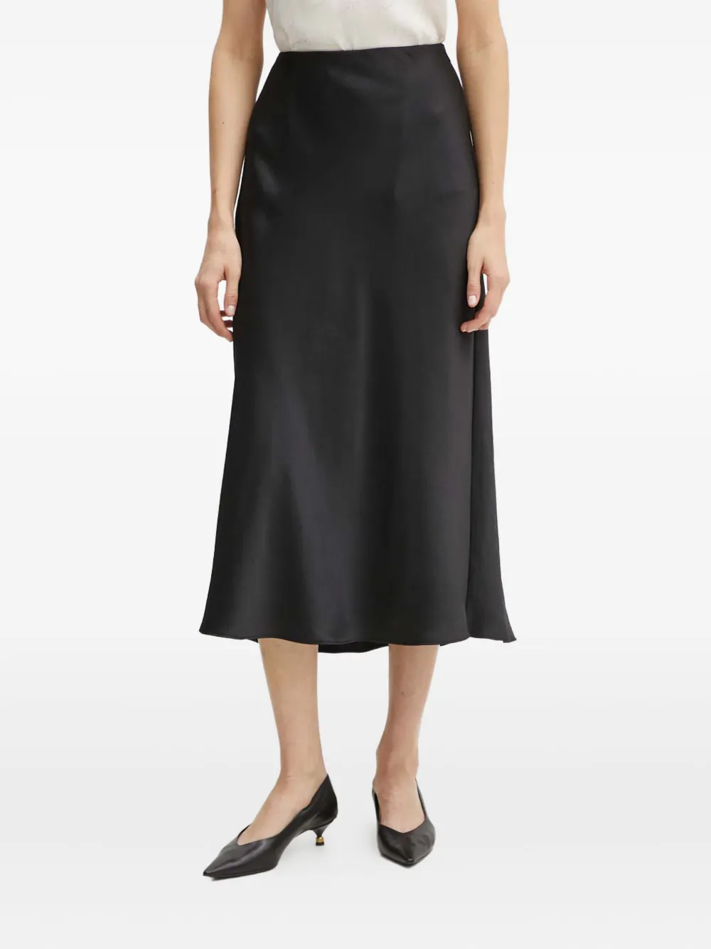 Armani Exchange bias-cut midi skirt | Black | Image 1