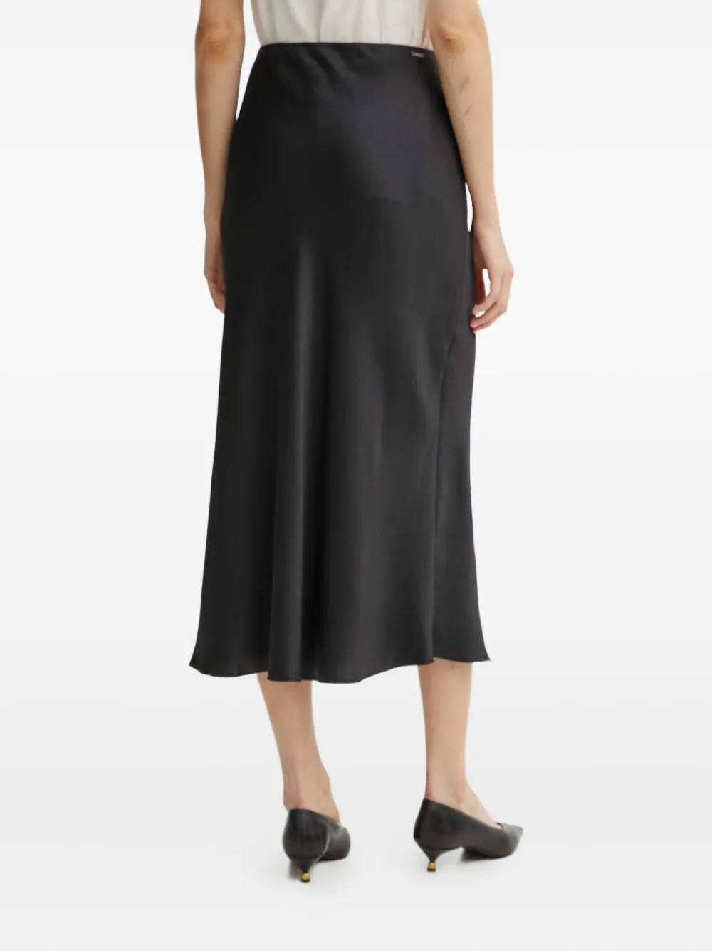 Armani Exchange Bias-cut Midi Skirt In Black