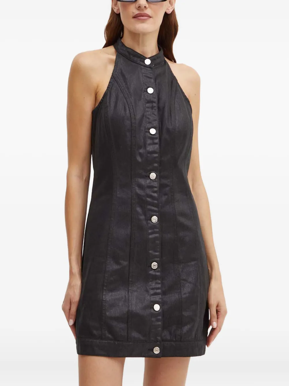 Armani Exchange halterneck button-fastening dress | Black | Image 1