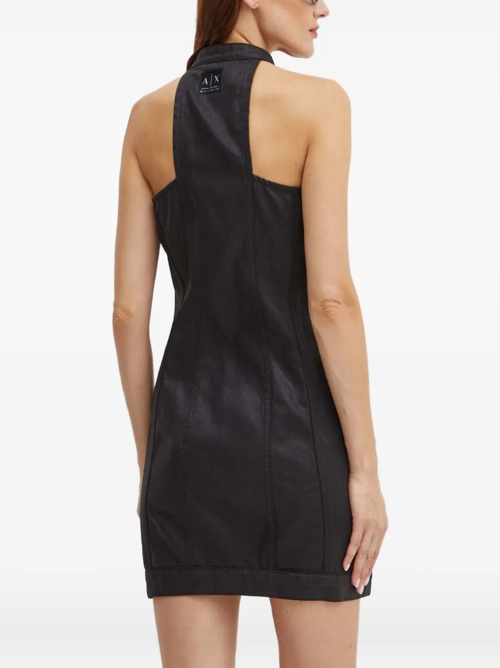 Armani Exchange Halterneck Button-fastening Dress In Black