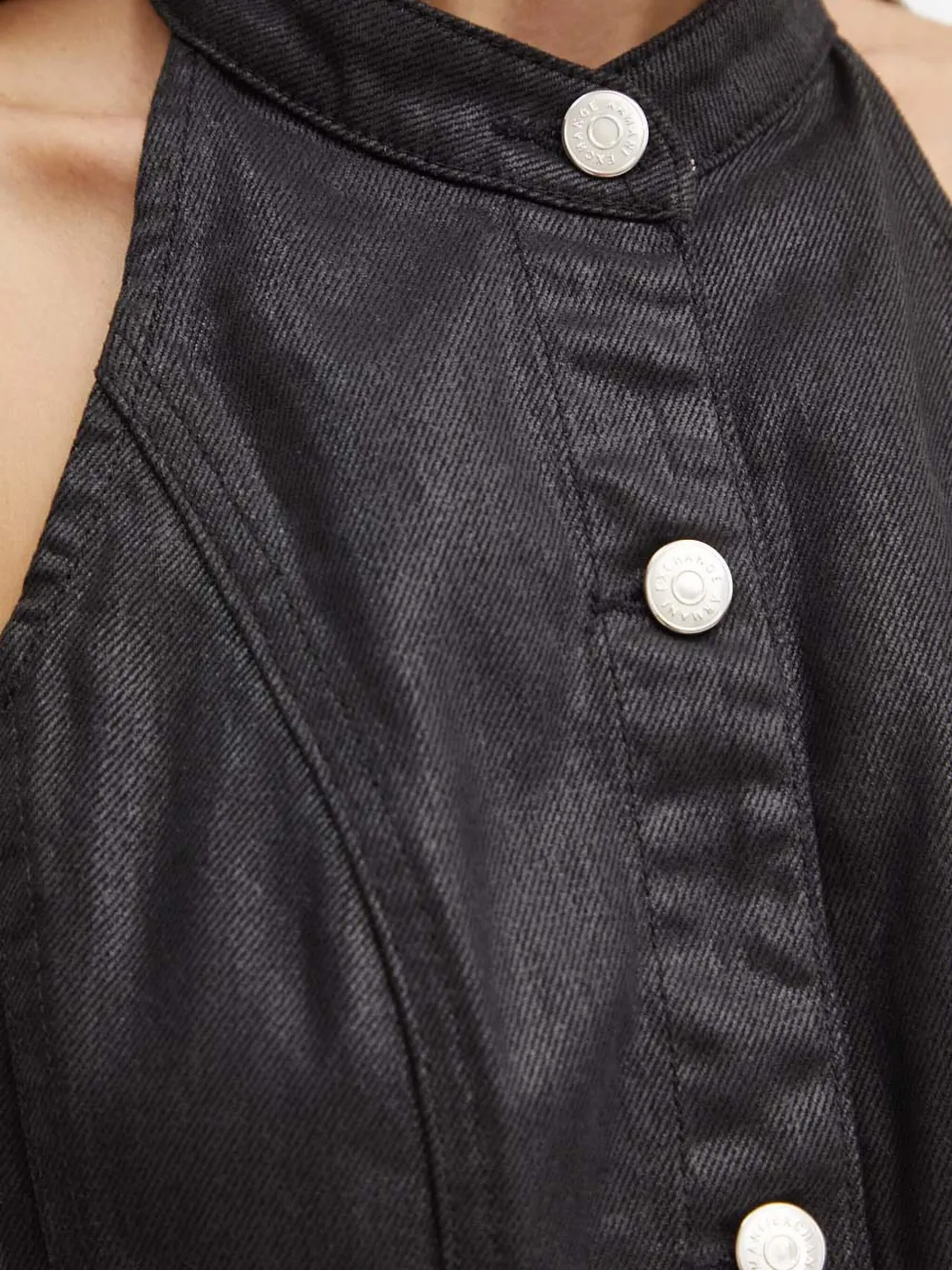 Armani Exchange Halterneck Button-fastening Dress In Black