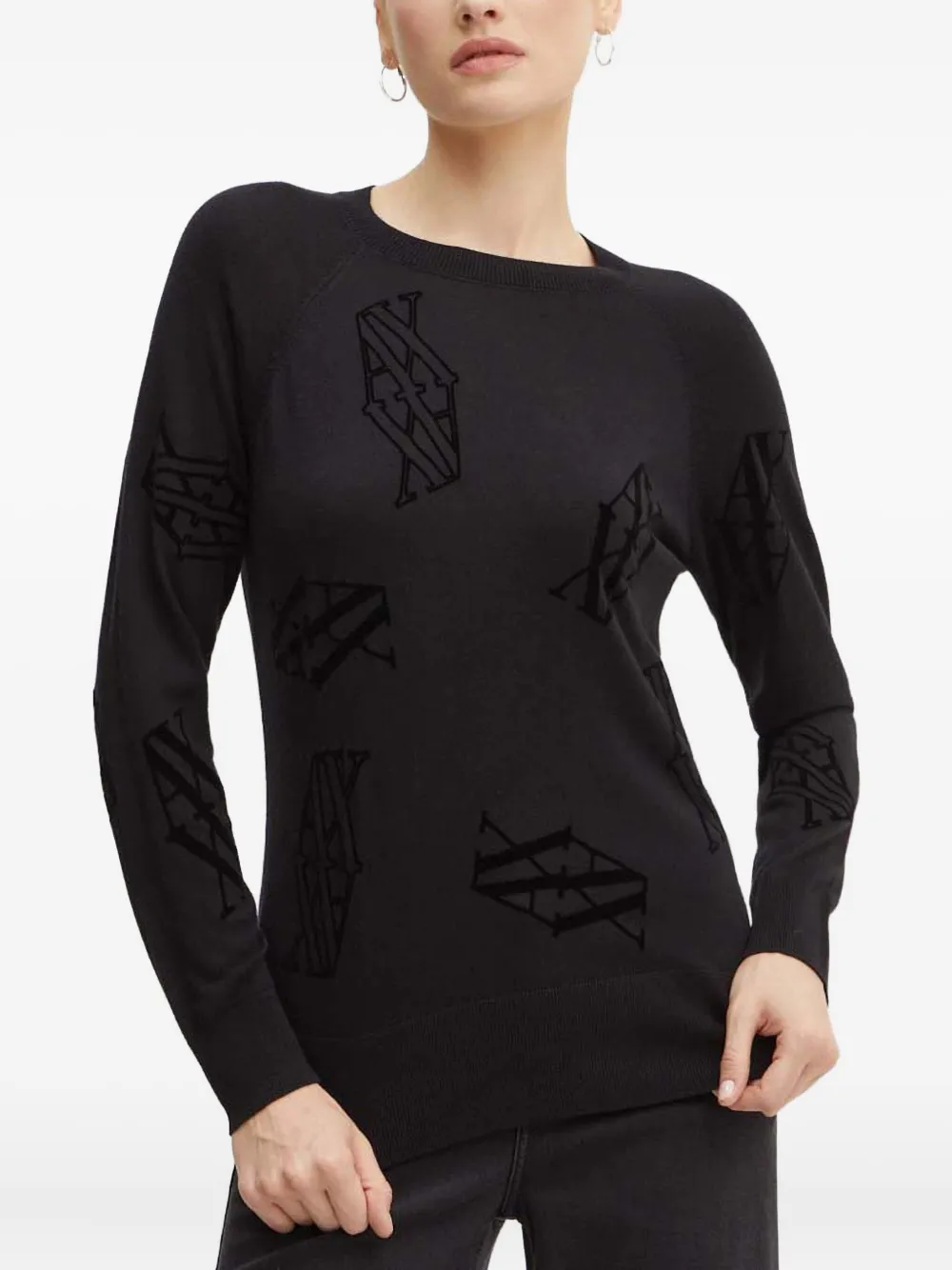 Armani Exchange ロゴトリム セーター - ブラック Armani Exchange ロゴトリム セーター - ブラック