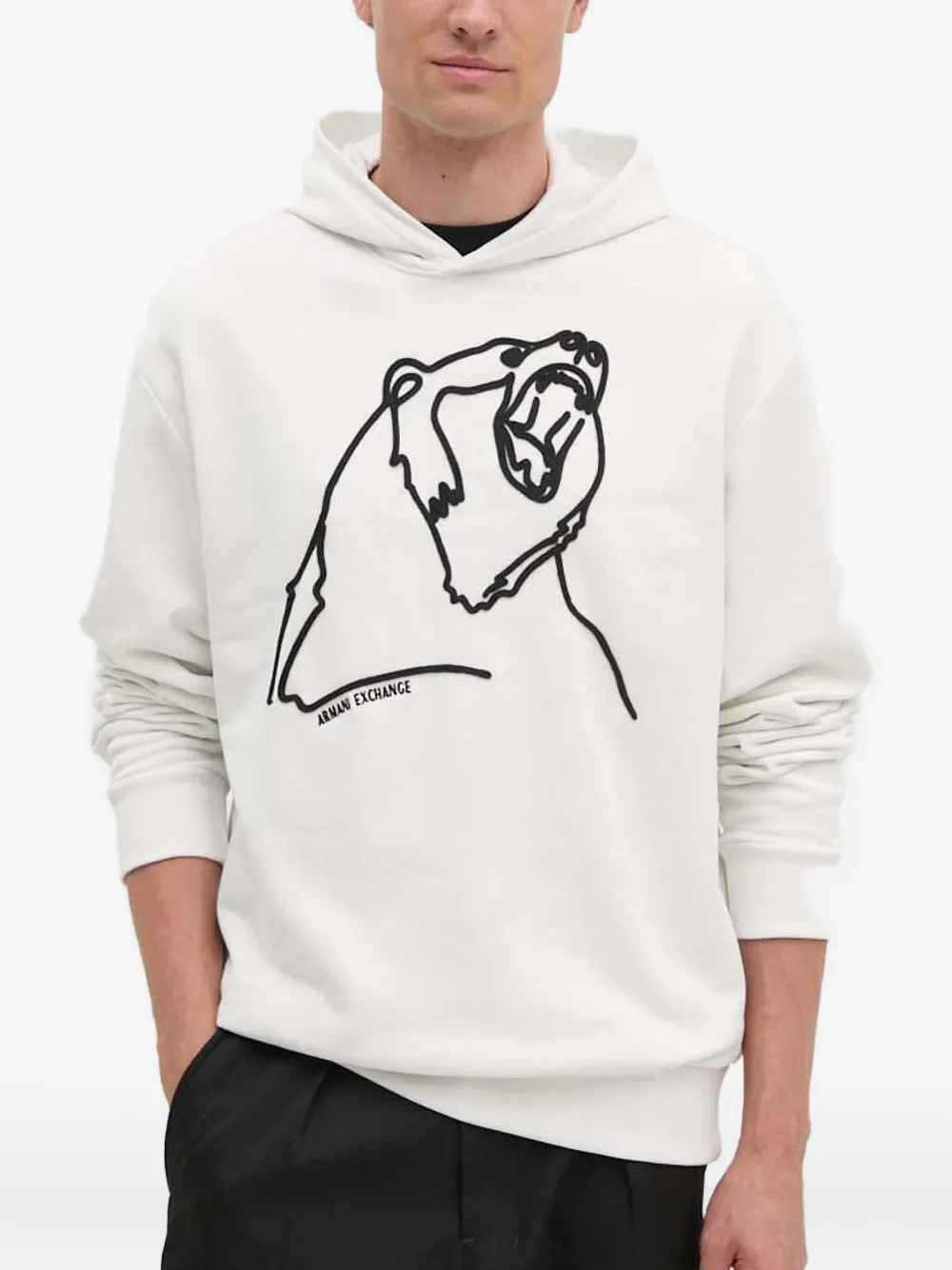 Armani Exchange bear-embroidered hoodie | White | Image 1