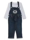 Moschino Kids bear-motif dungarees - Blue