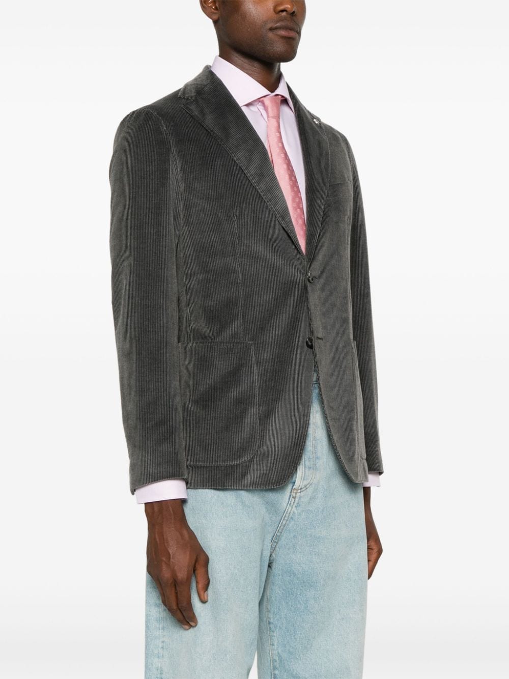 Shop Tagliatore Corduroy Blazer In Grey