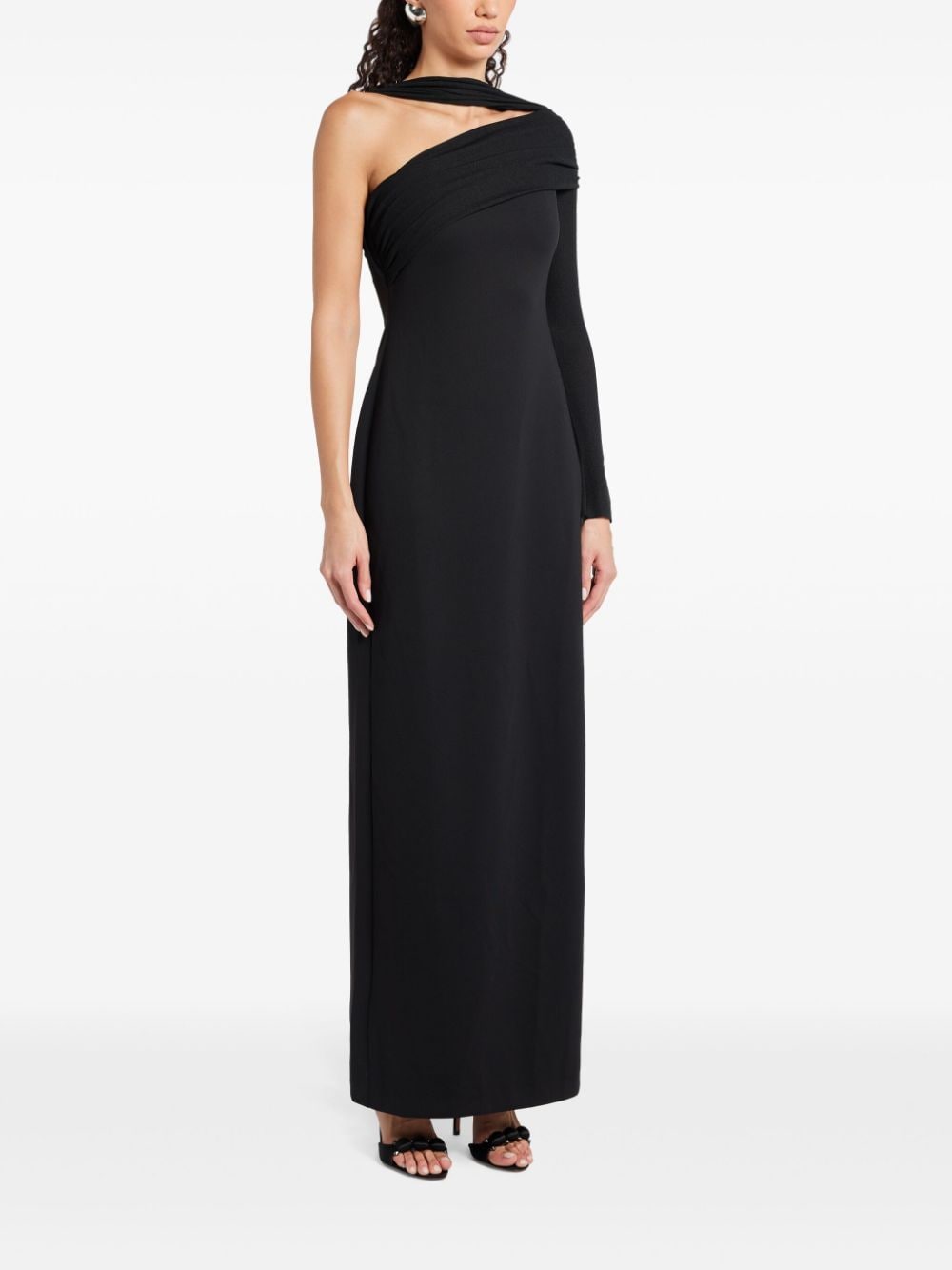 Shop Chats By C.dam One-shoulder Maxi Dress In Black