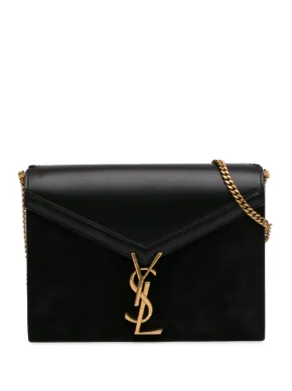 Saint Laurent Pre Owned 2020 Suede And Calfskin Monogram Cassandra Clasp Crossbody Bag Black FARFETCH IE