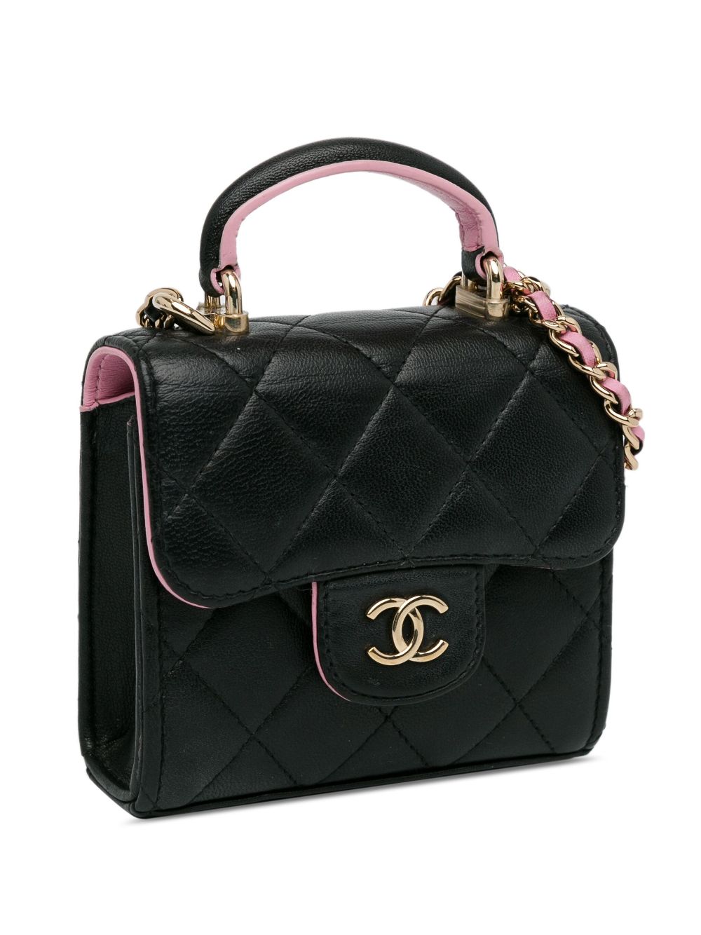 CHANEL Pre-Owned 2021-2023 Bicolor Lambskin Top Handle Clutch with Chain satchel WOMEN