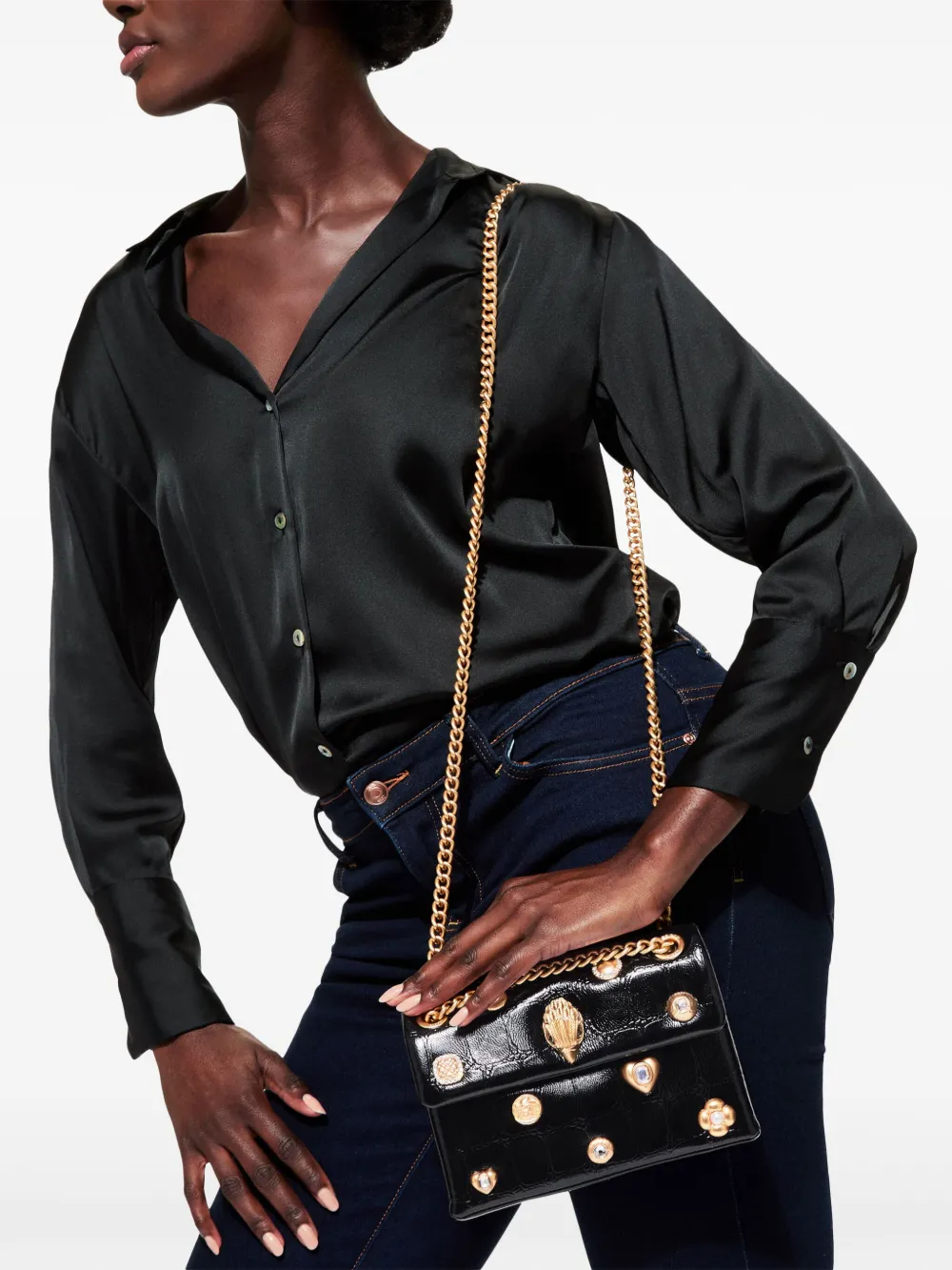 Kurt Geiger London Kensington Gems mini-crossbodytas Zwart
