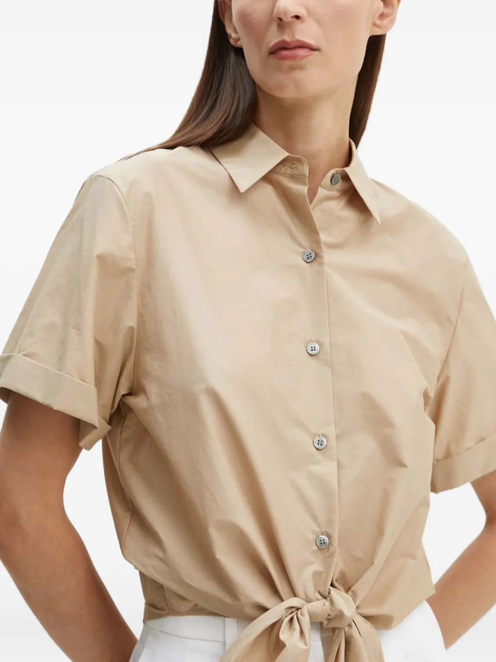 Theory Blouse met gestrikte voorkant en knopen Beige