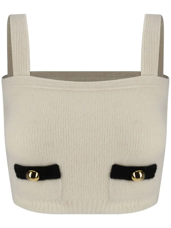 Alessandra Rich Ribbed-knit Top in Neutrals