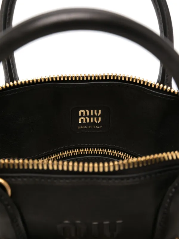miu miu Archive Big Tote Bag Leather Black 00s F/S Used From