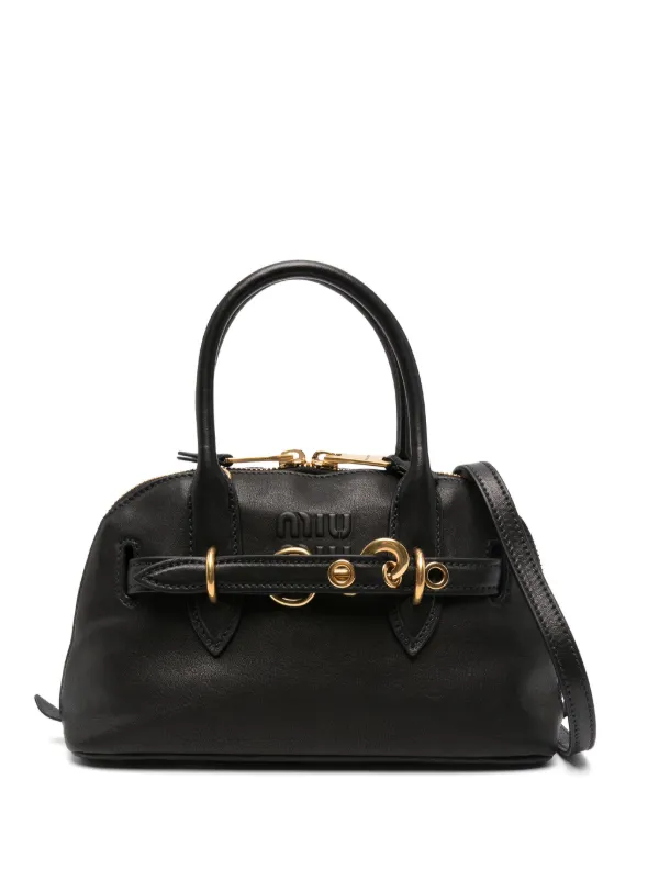 miu miu Archive Big Tote Bag Leather Black 00s F/S Used From