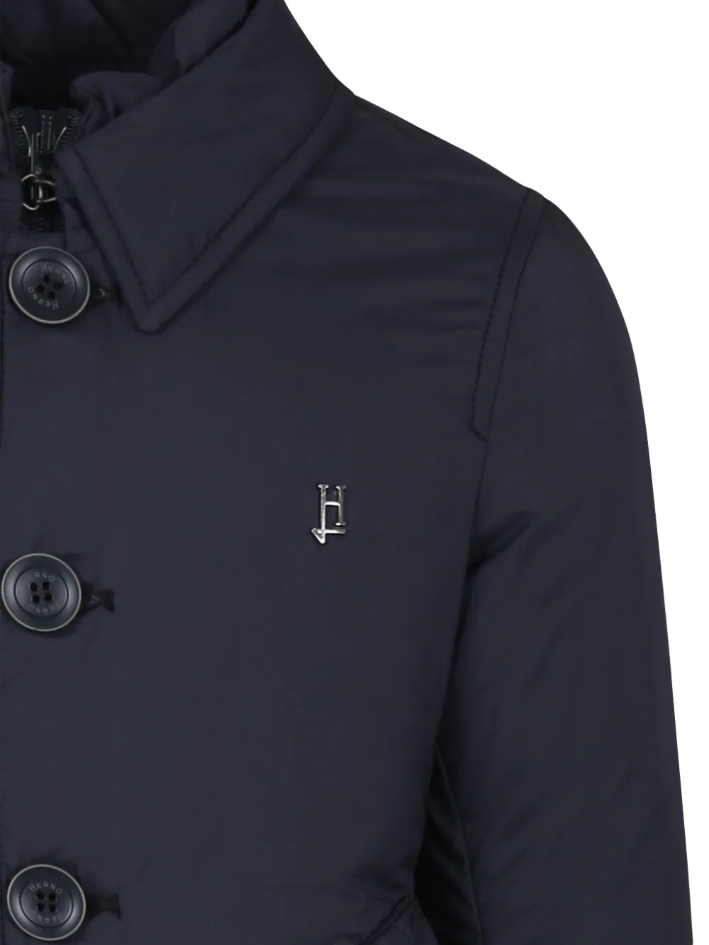 Herno Kids Gewatteerd jack met logo Blauw