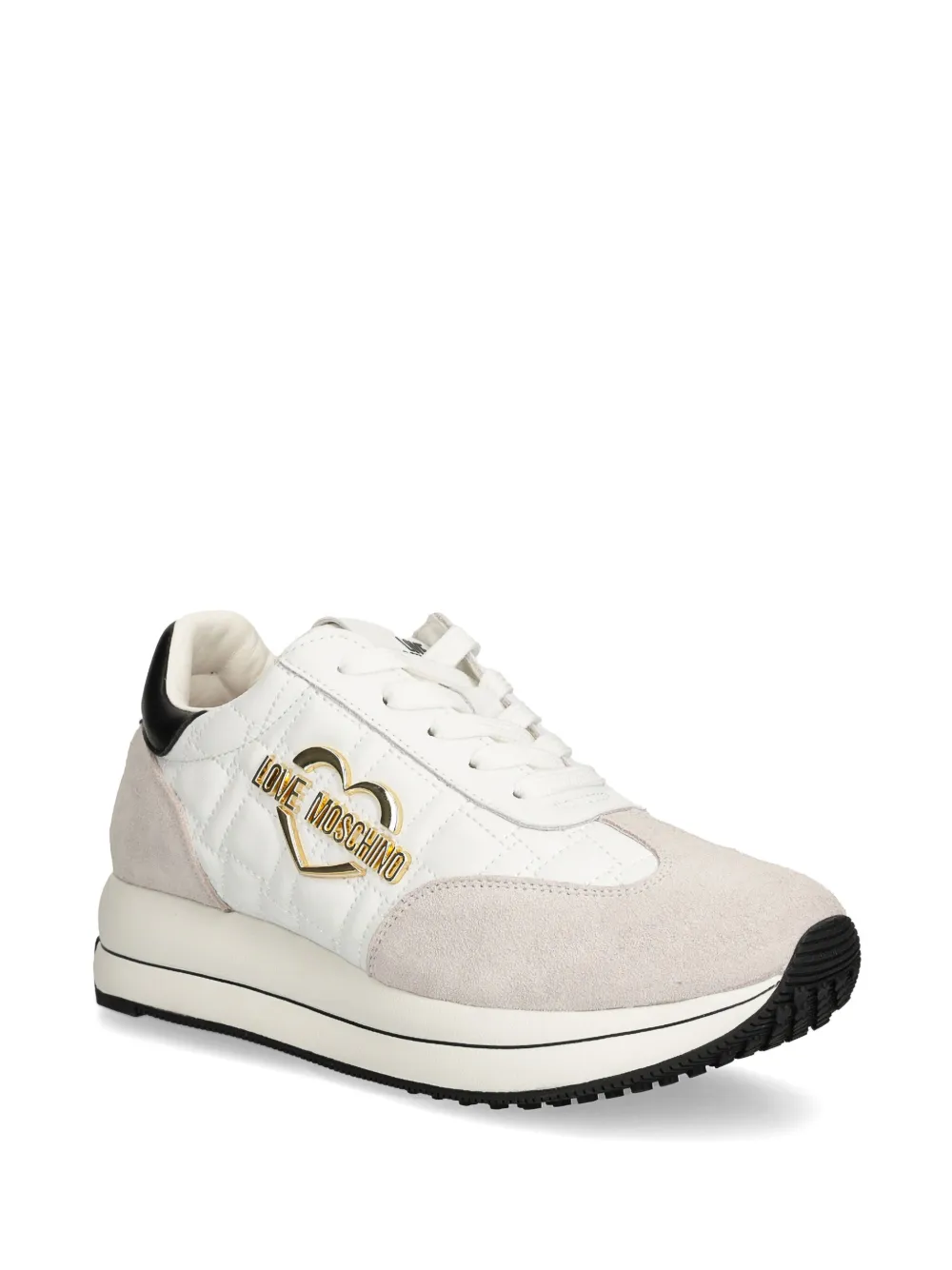 Love Moschino lace up logo plaque trainers - Beige