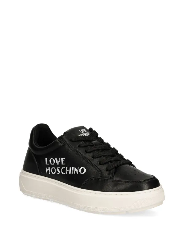 Love Moschino Tênis Com Cadarço e Logo | Preto | FARFETCH BR