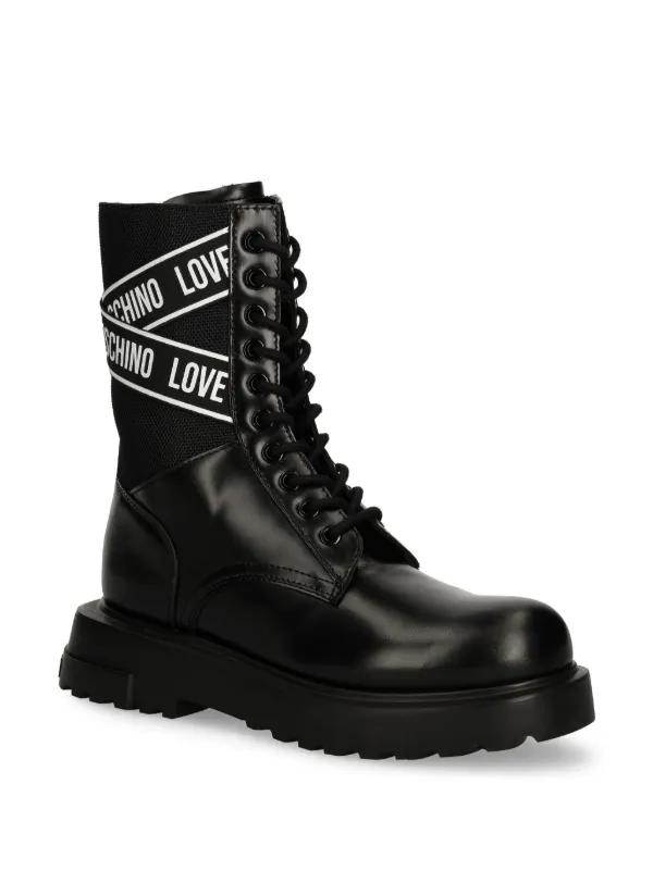Love Moschino logo-print Boots | Black | FARFETCH