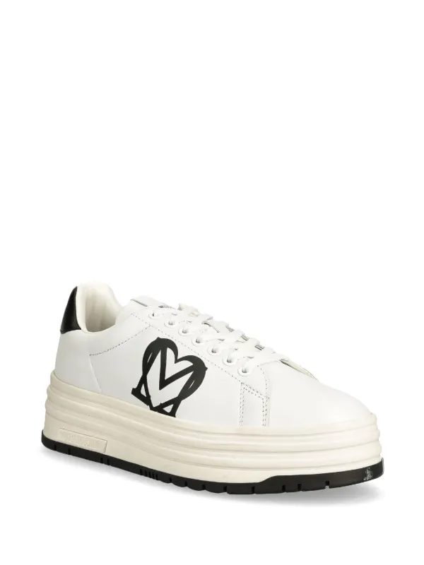 MOSCHINO ロゴ入り スニーカー New Moschino Crisscross Logo Low Top Sneaker Women White