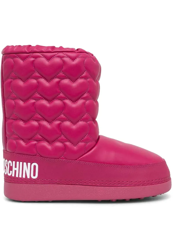 Love Moschino logo print boots women Polyurethane Fabric Rubber 35 36 Pink