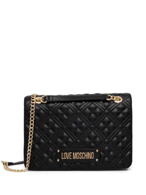 Love Moschino logo patch quilted cross body bag Women