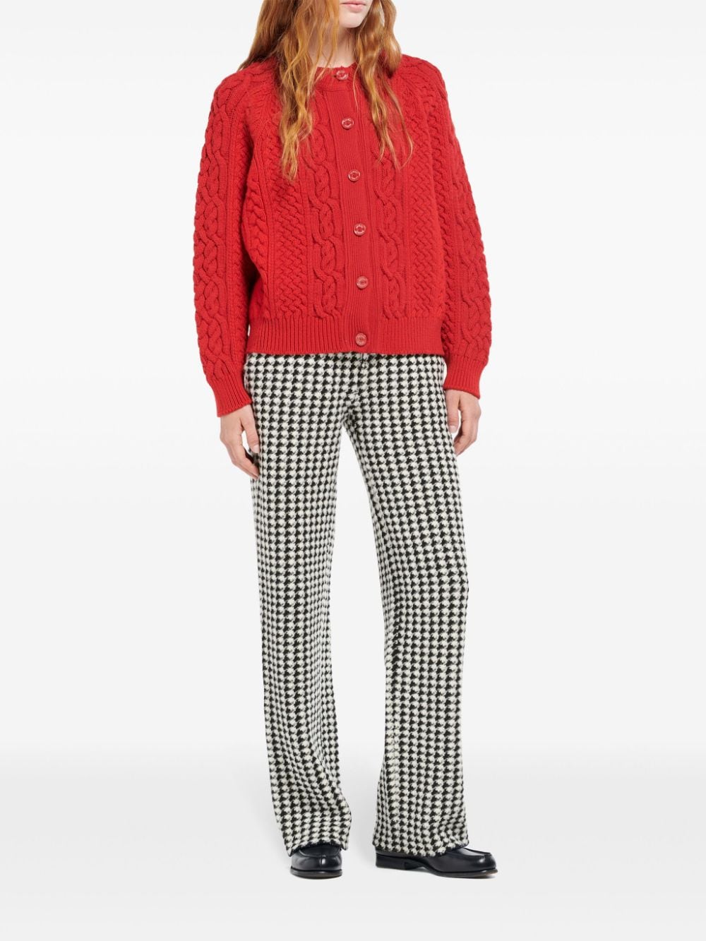 Shop Barrie Cable-knit Cashmere Cardigan In Red