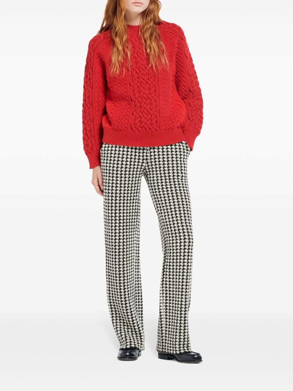 Shop Barrie Cable-knit Cashmere Jumper In Red