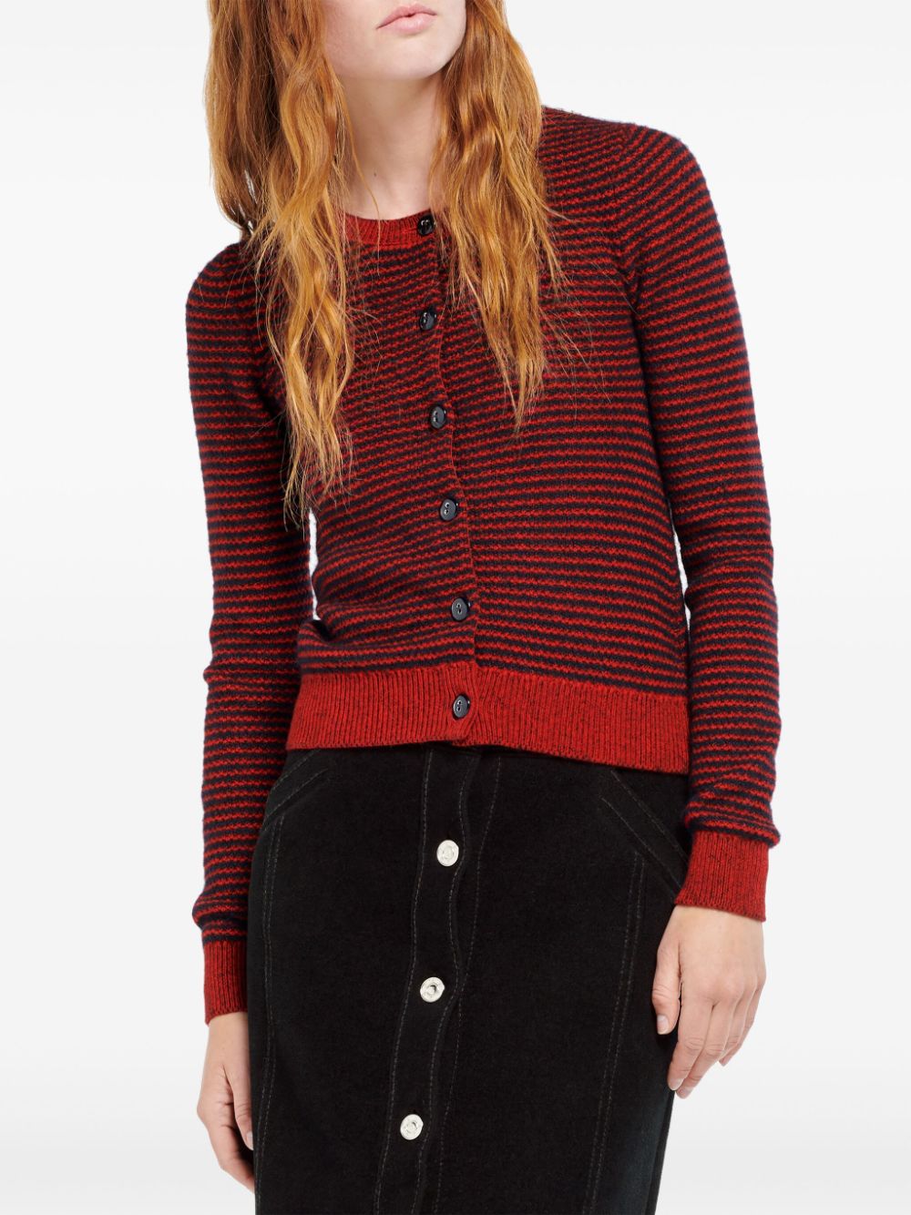 Shop Barrie Striped Cardigan In Red