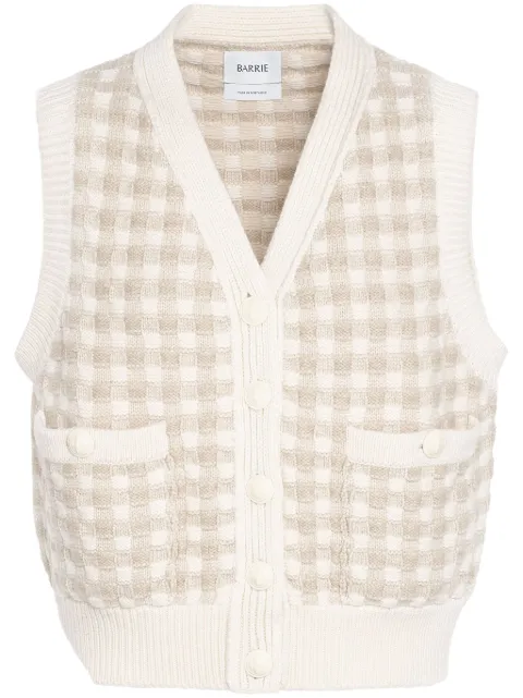 Barrie gingham-pattern cashmere cardigan 