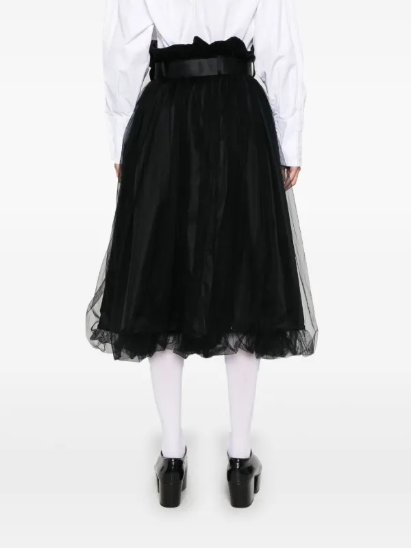 Noir Kei Ninomiya Belted Midi Skirt | Black | FARFETCH