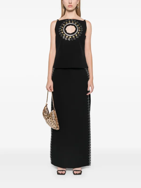 【Rabanne】 Embellished maxiスカート Rabanne rhinestone-embellished Maxi Skirt | Black | FARFETCH JO