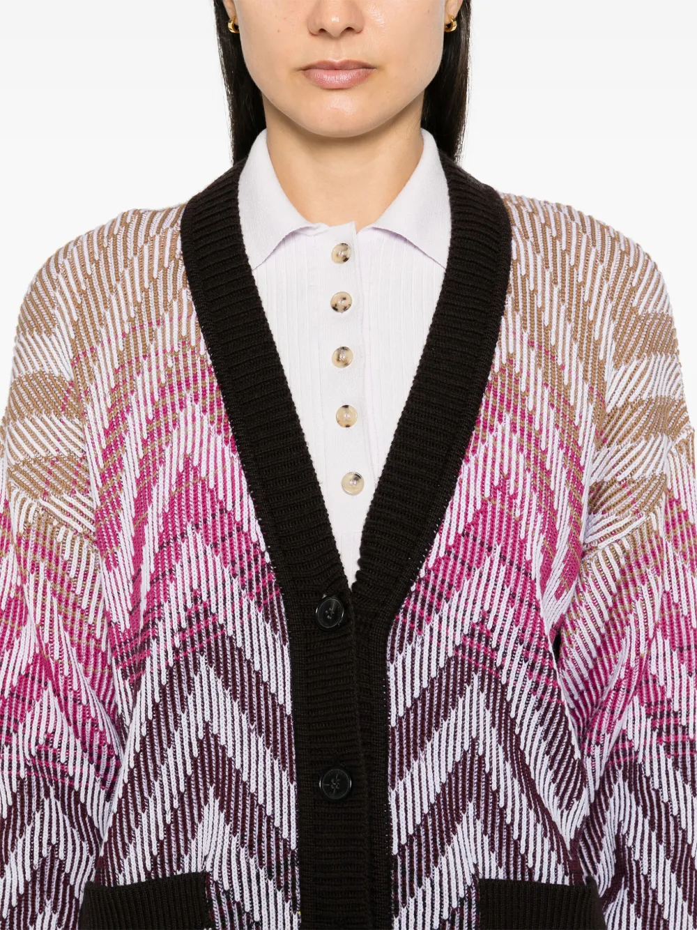 Missoni Ribbed Wool And Cotton-blend Cardigan In Neutrals
