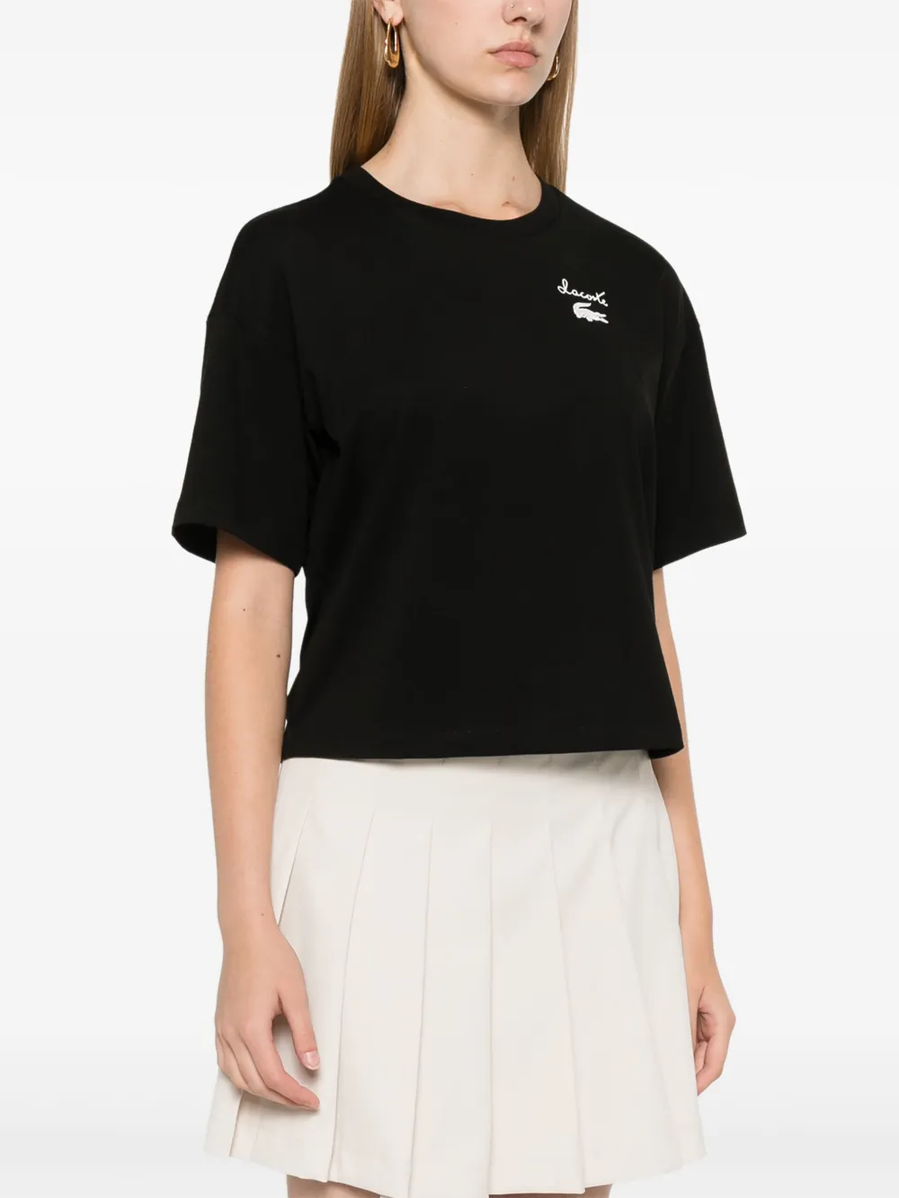 Lacoste Jersey T-shirt met logo Zwart