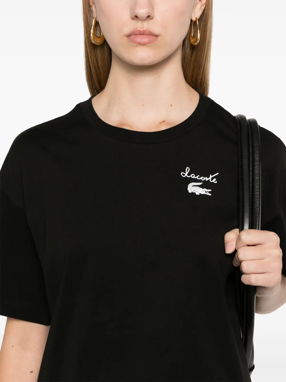 Lacoste Jersey T-shirt met logo Zwart