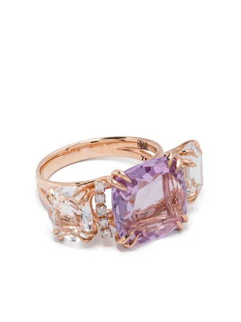 Brumani ring i 18K roséguld med ametist och kvarts