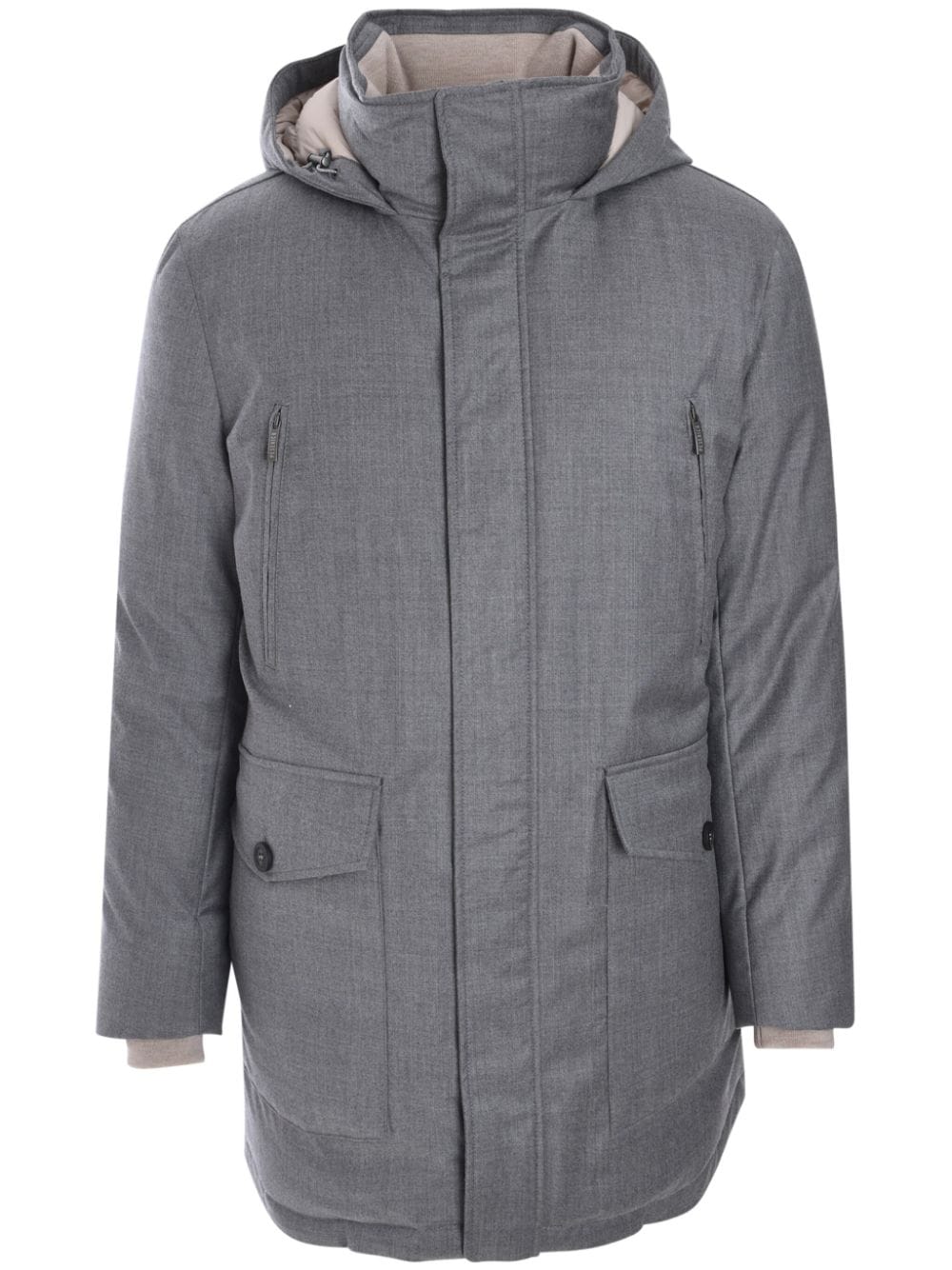 Peserico Wool Hooded Coat In Grey