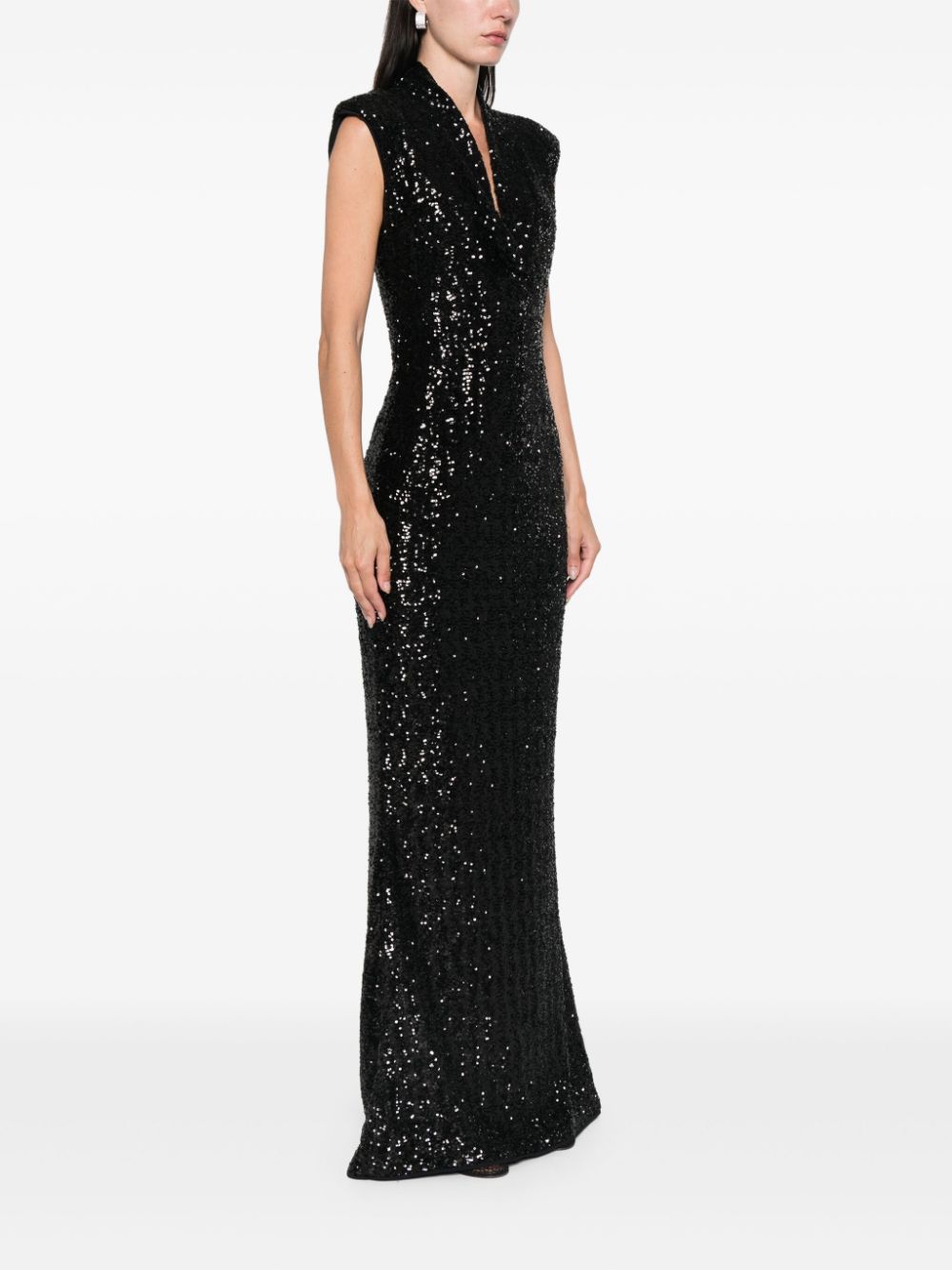 Shop Chiara Boni La Petite Robe Sequinned Maxi Dress In Black