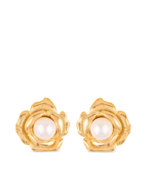 Susan Caplan Vintage 1980s rose clip-on earrings