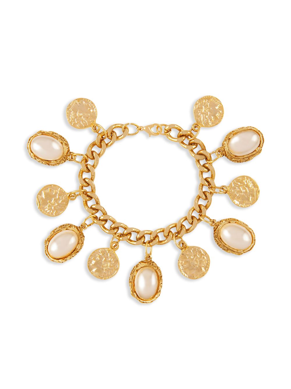 1980s gold-plated charm bracelet