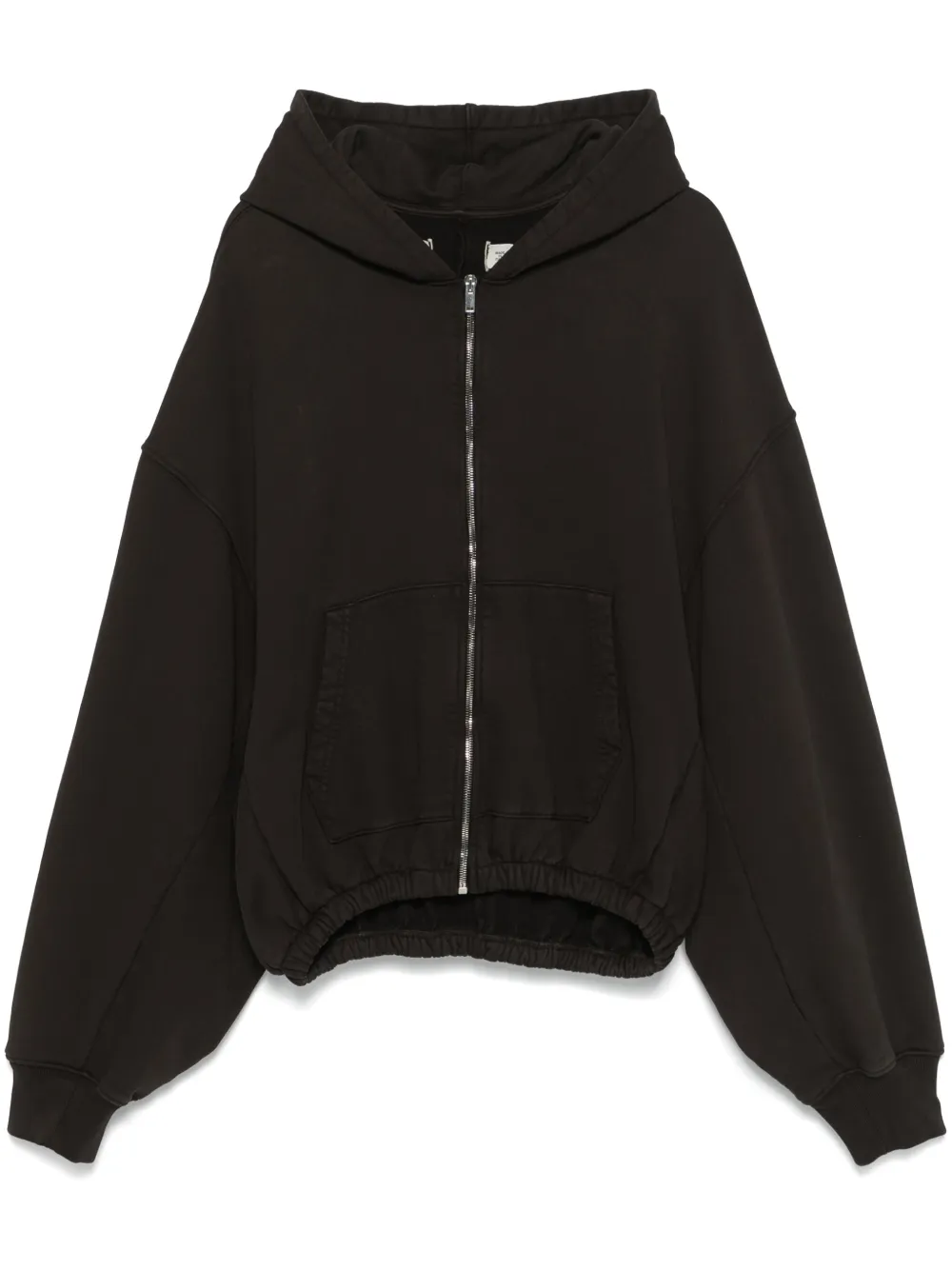 B1ARCHIVE elasticated-waist zip-up hoodie - Brown