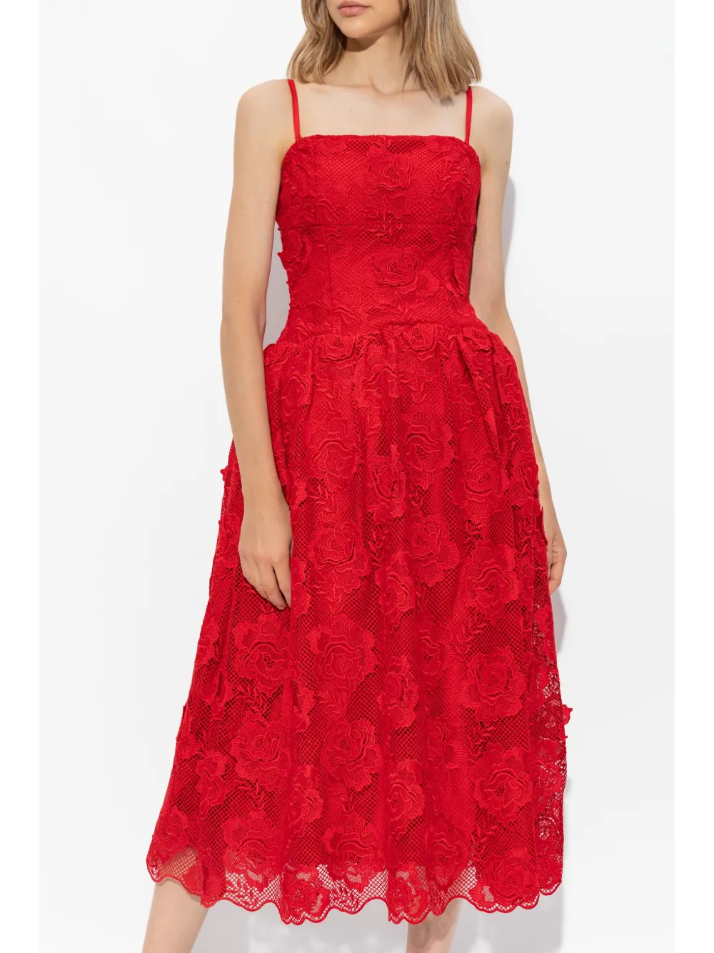 Self-Portrait Midi-jurk met bandeau-effect Rood