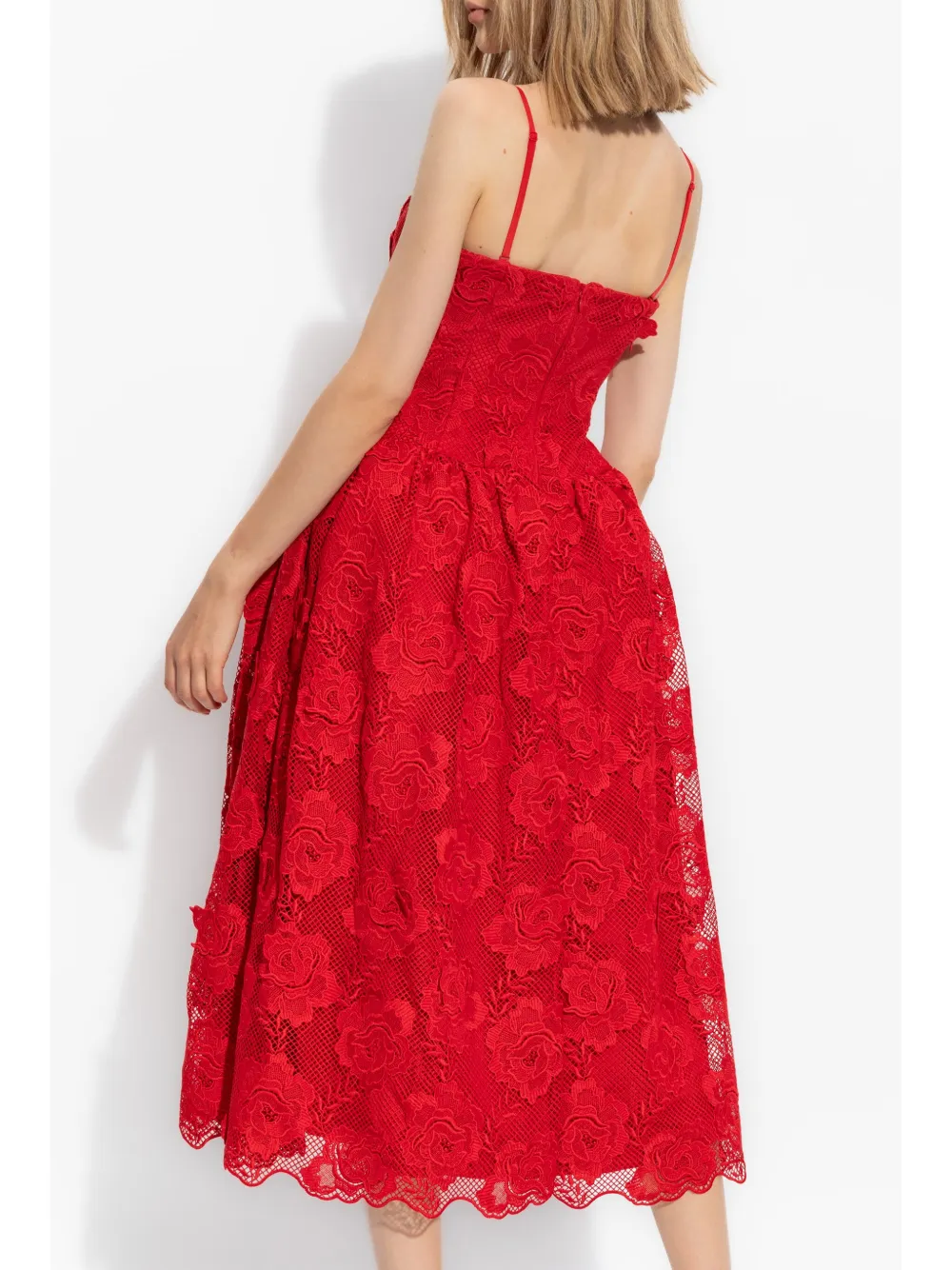 Self-Portrait Midi-jurk met bandeau-effect Rood
