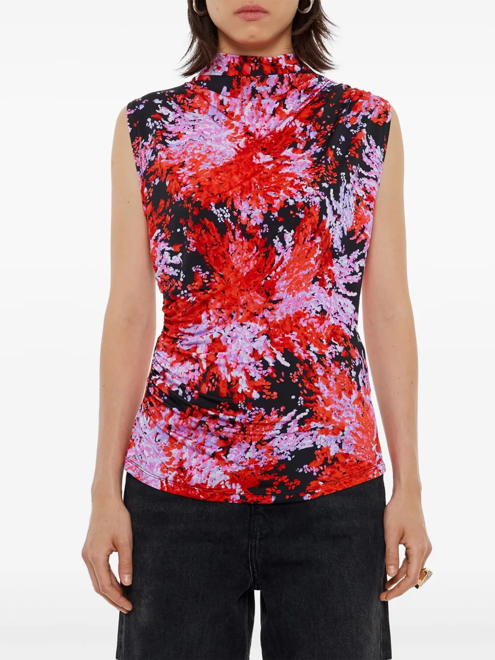 Bimba y Lola abstract-print draped top - Rood