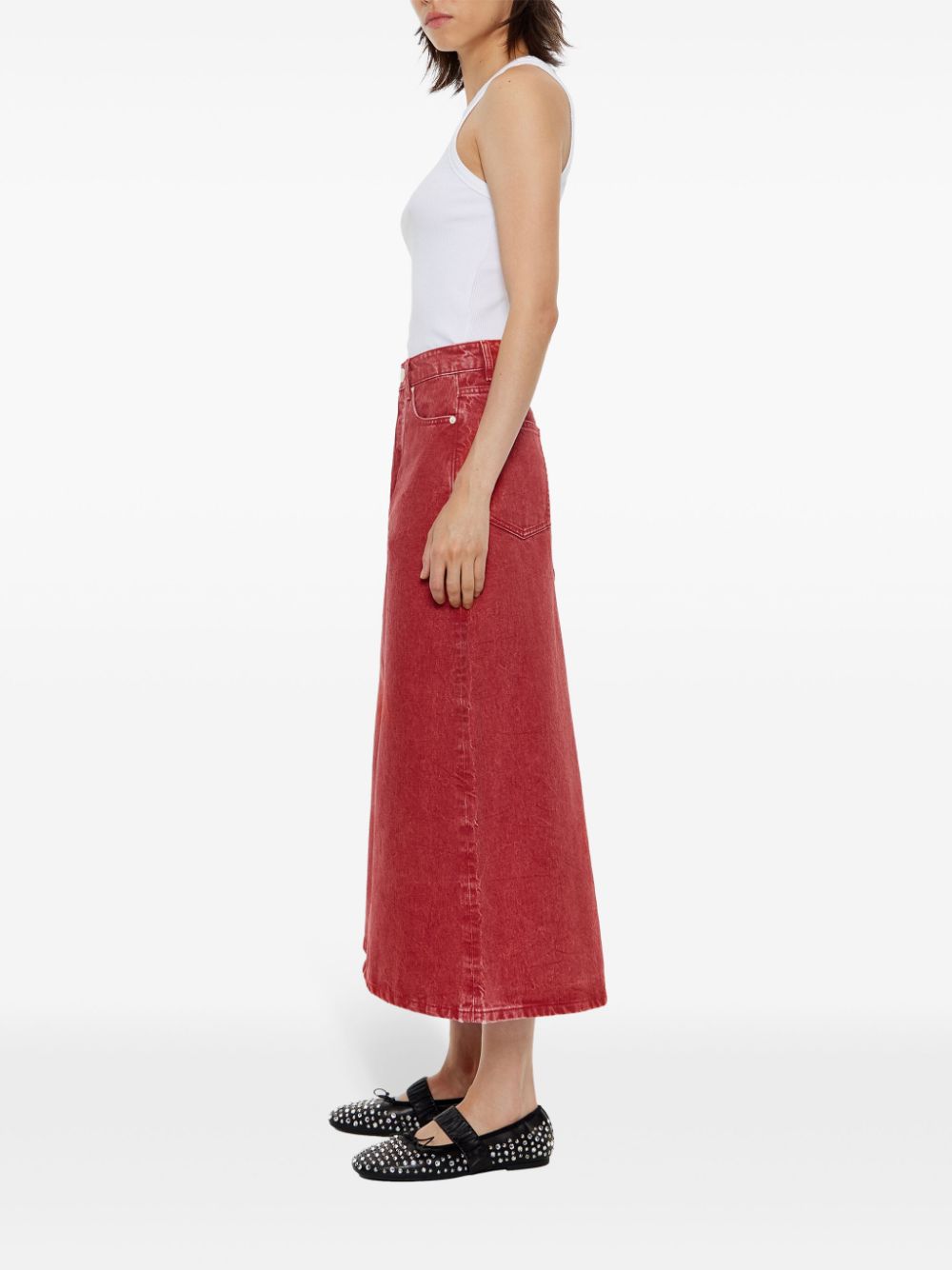 Shop Bimba Y Lola Logo-patch Midi Skirt In Red