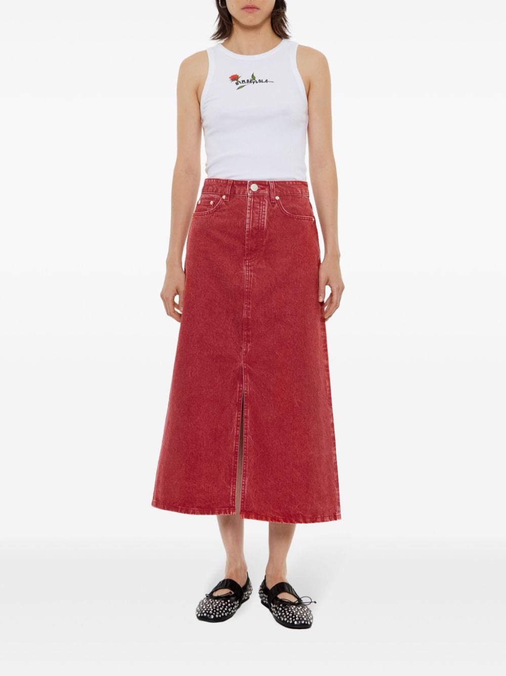 Bimba y Lola logo-patch midi skirt - Rood