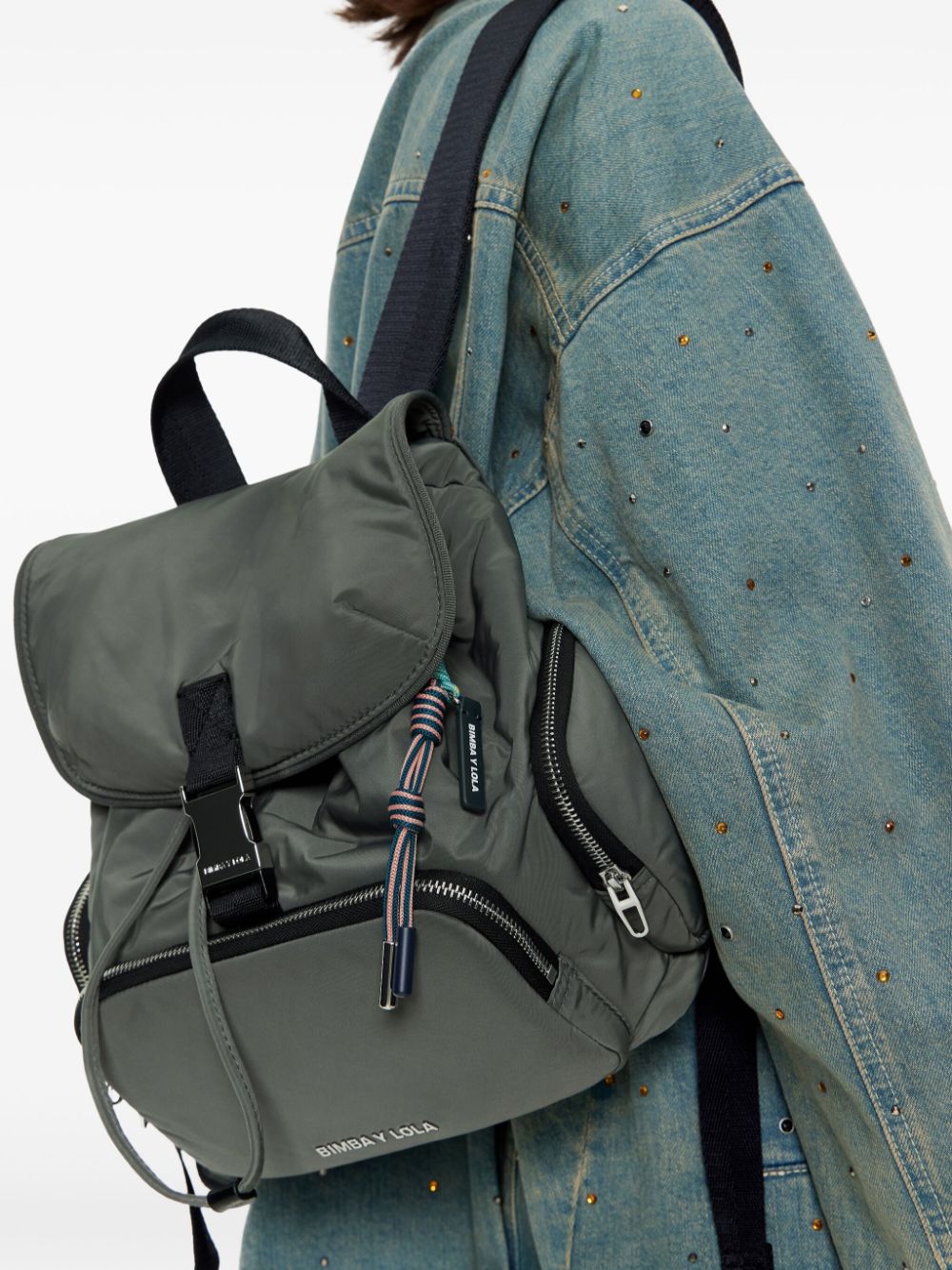 Shop Bimba Y Lola Medium Multi-pocket Backpack In Green