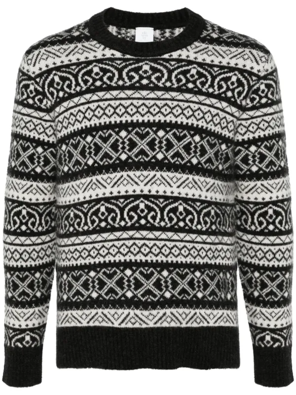 Eleventy Fair Isle-intarsia Sweater in Black