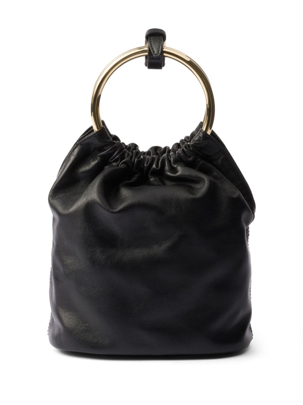 Prada Leren bucket-tas - Zwart