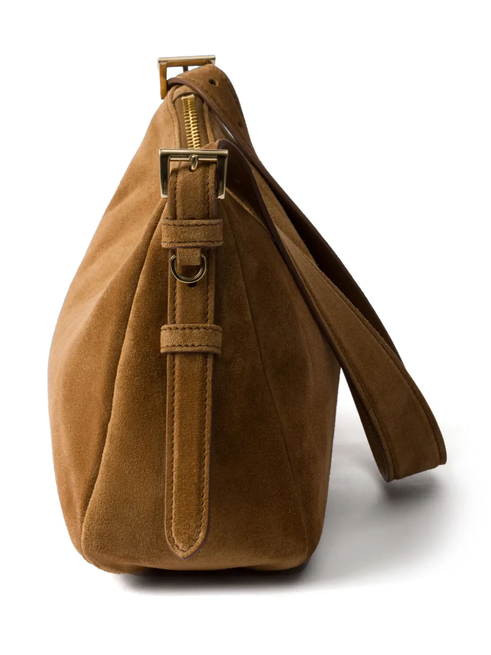 Prada Medium suède schoudertas Bruin