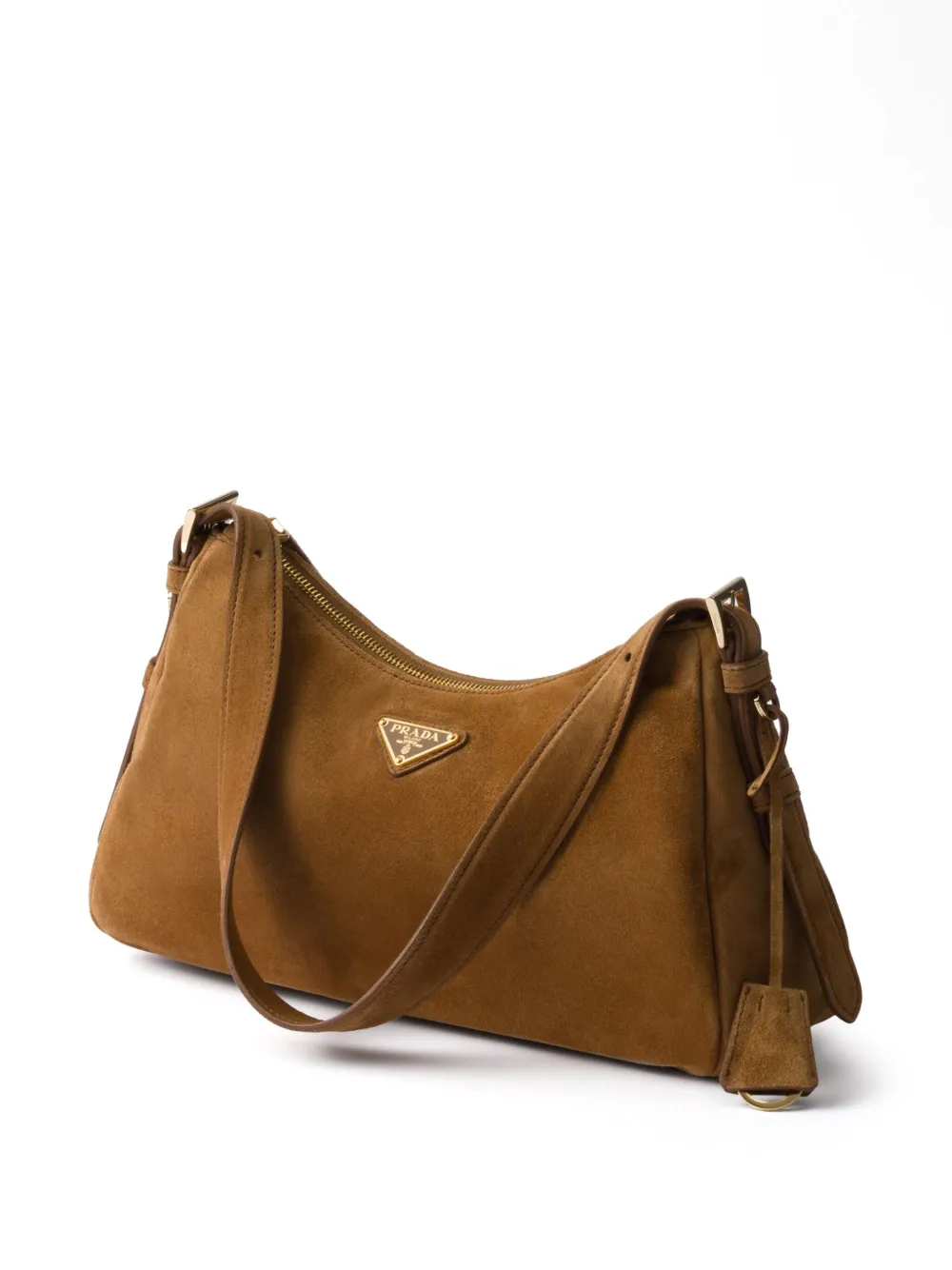Prada Medium suède schoudertas Bruin