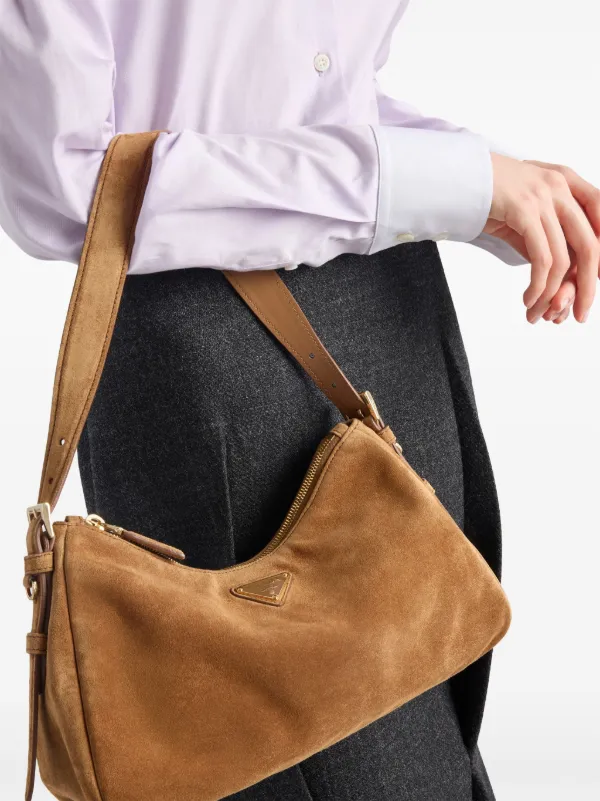 【希少】 PRADA aimee ロゴ スエード ショルダーバッグ ブラウン Prada Medium Aimée Suede Shoulder Bag | Brown | FARFETCH JO
